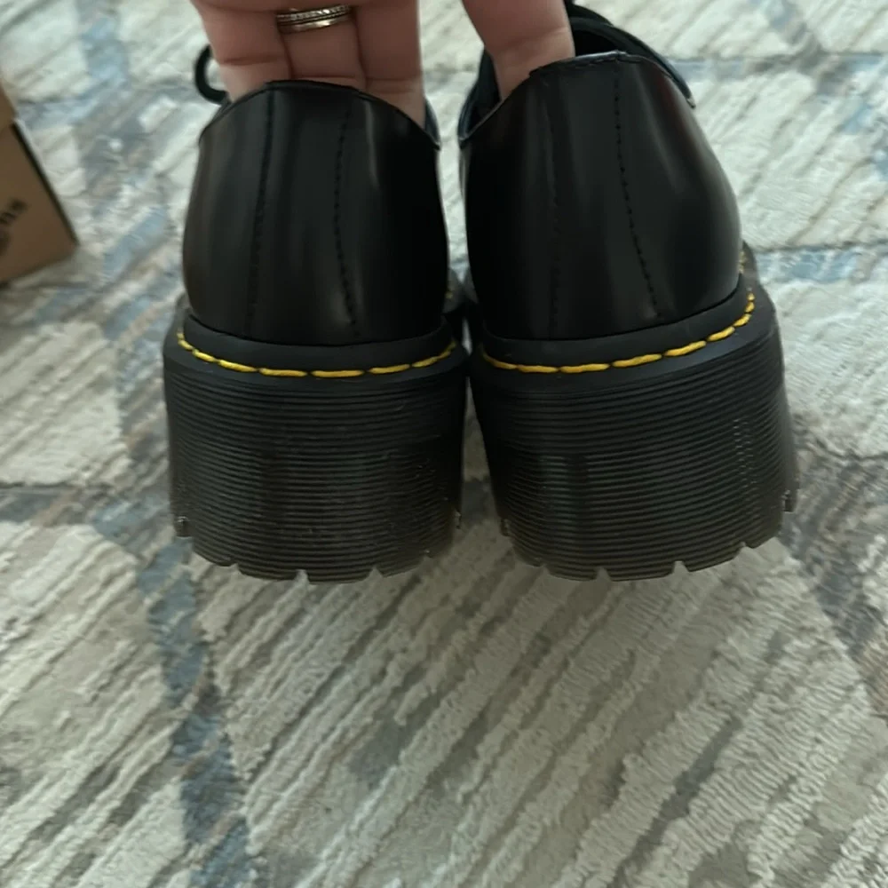 Dr. Martens • 1461 quad black polished smooth leather platform shoes